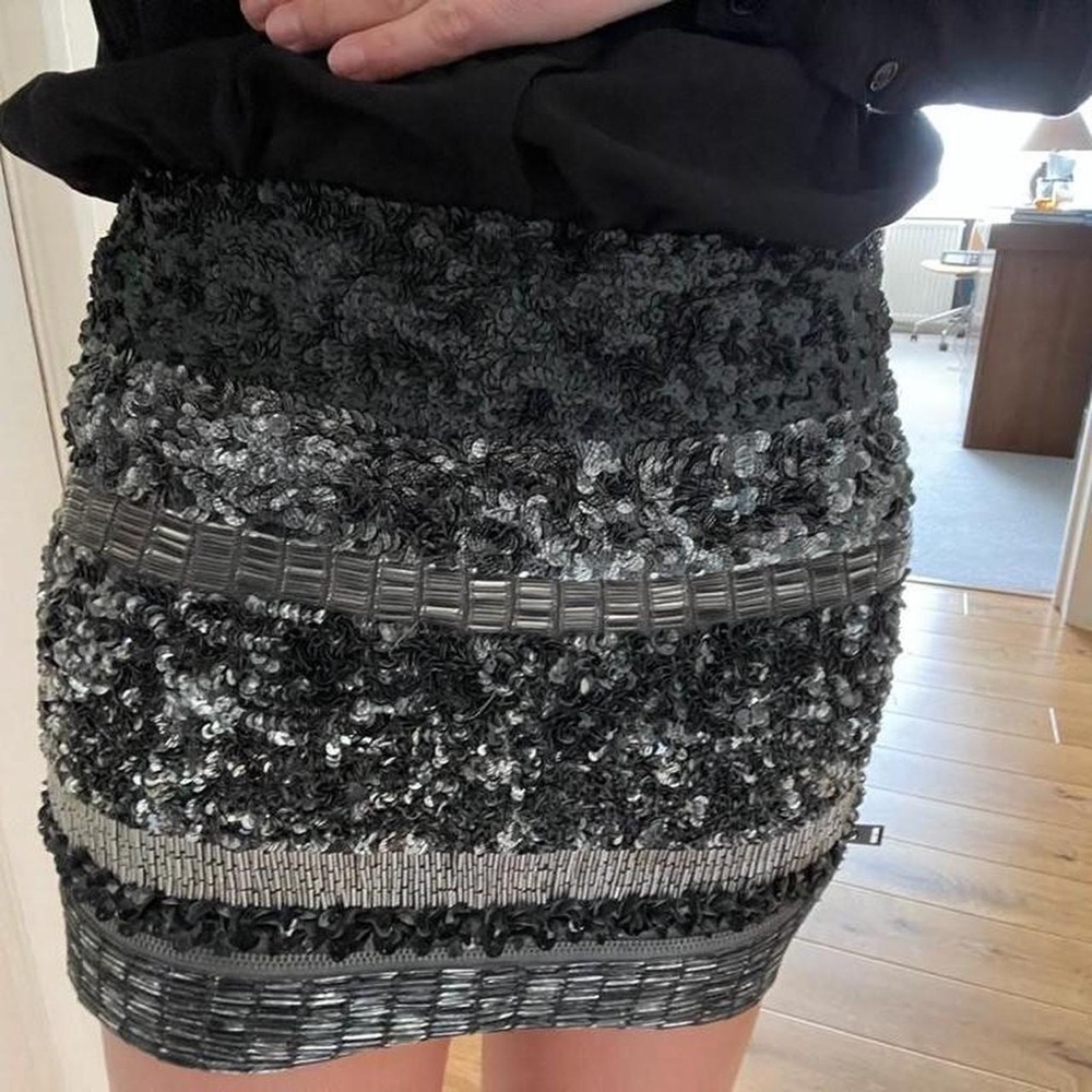 All Saints Black and Silver Textured Mini Skirt. Like new.